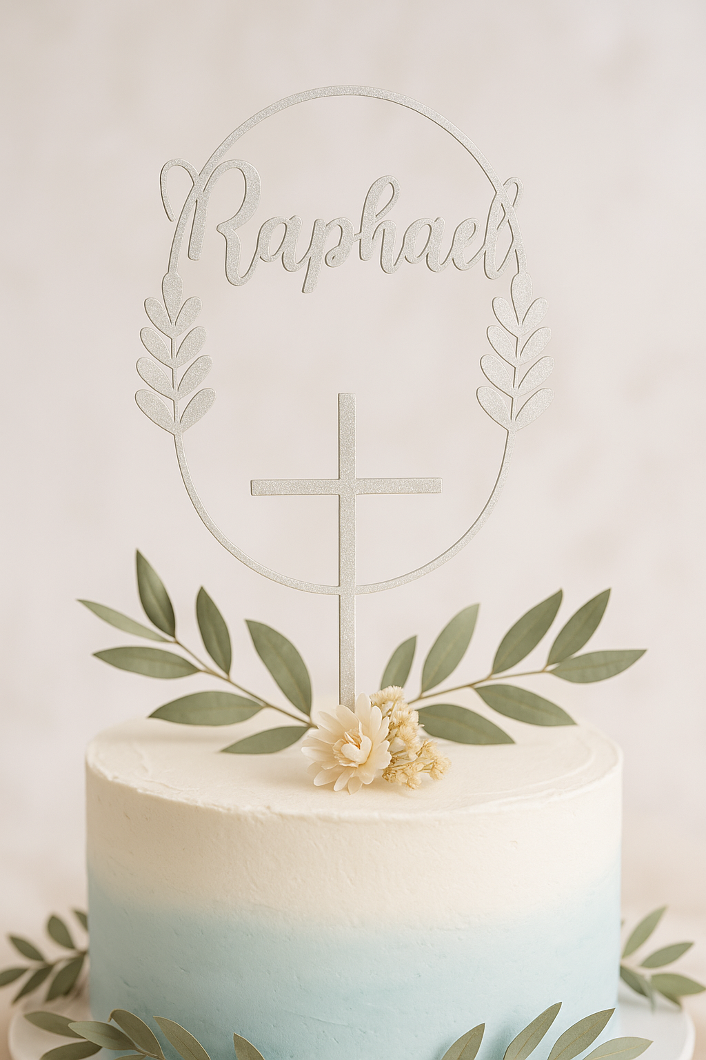 Cake topper baptême personnalisé