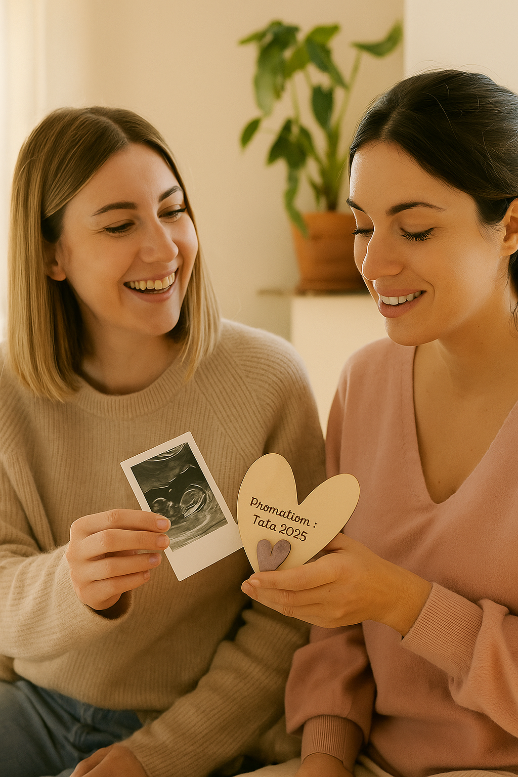 Magnet Annonce Grossesse en Bois – Forme Cœur Personnalisée