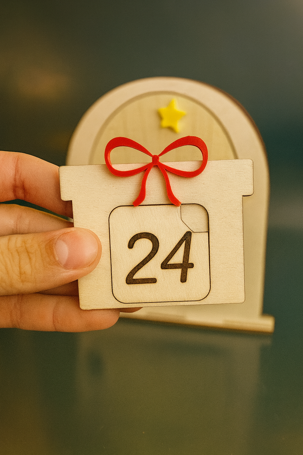 paquet cadeau qui sert de calendrier avec numéro du jour de décembre interchangeable