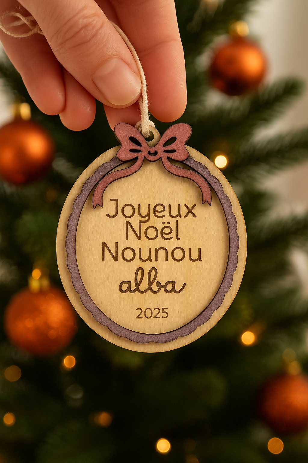 Médaillon de Noël personnalisé – Cadeau pour Nounou, Maîtresse & ATSEM 🎄