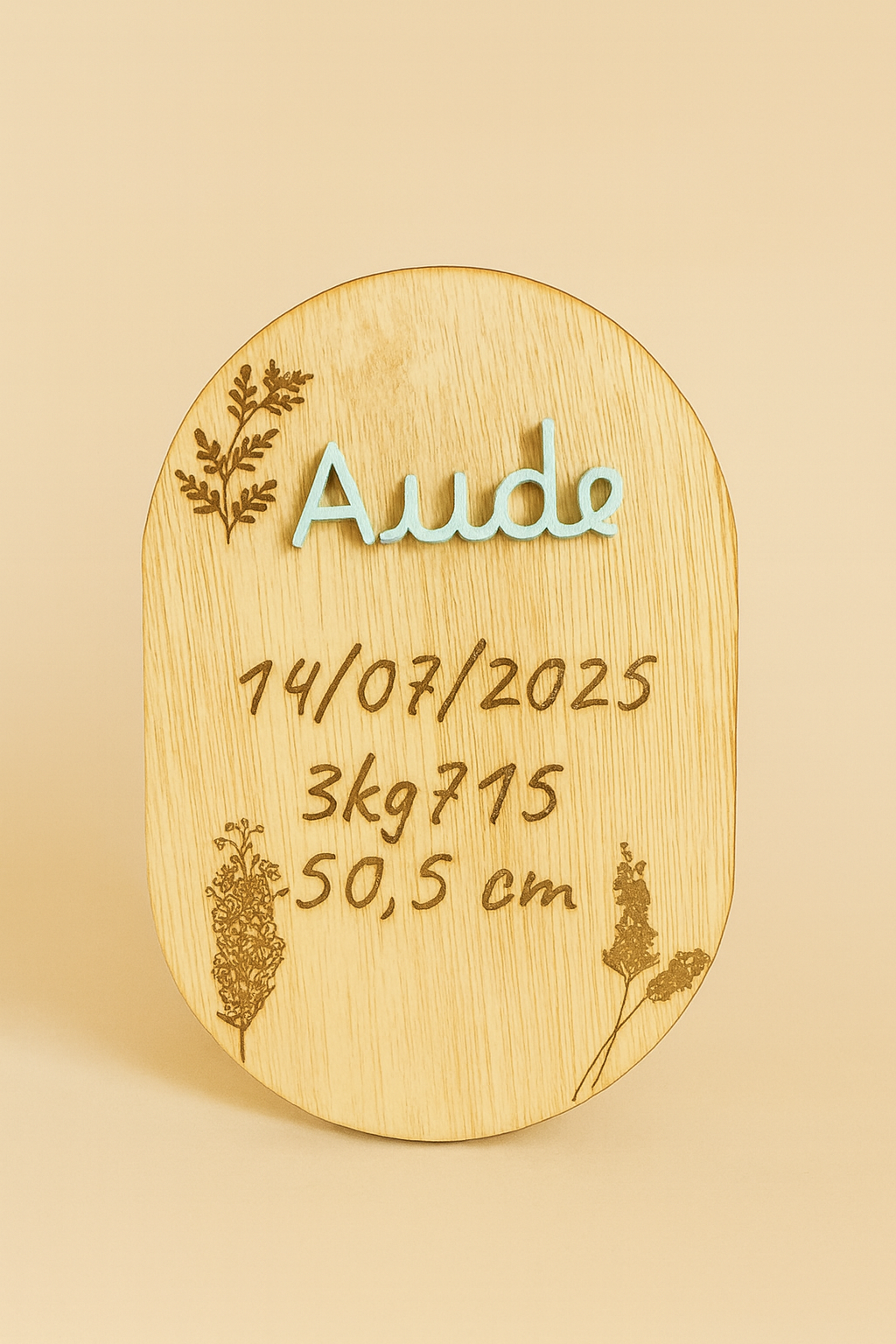 Pancarte de naissance personnalisée en bois