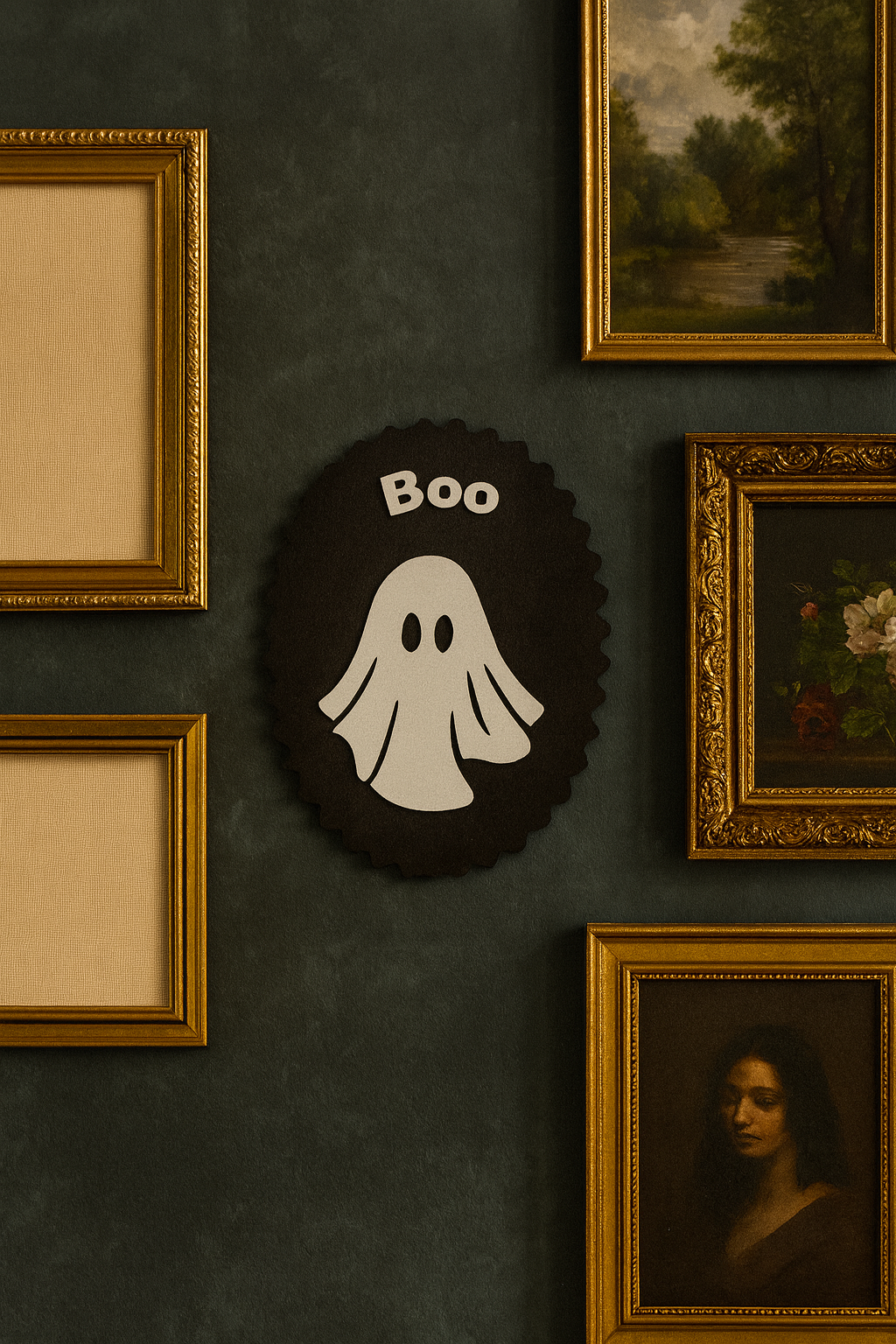 Décoration murale Halloween artisanale « Boo » 👻