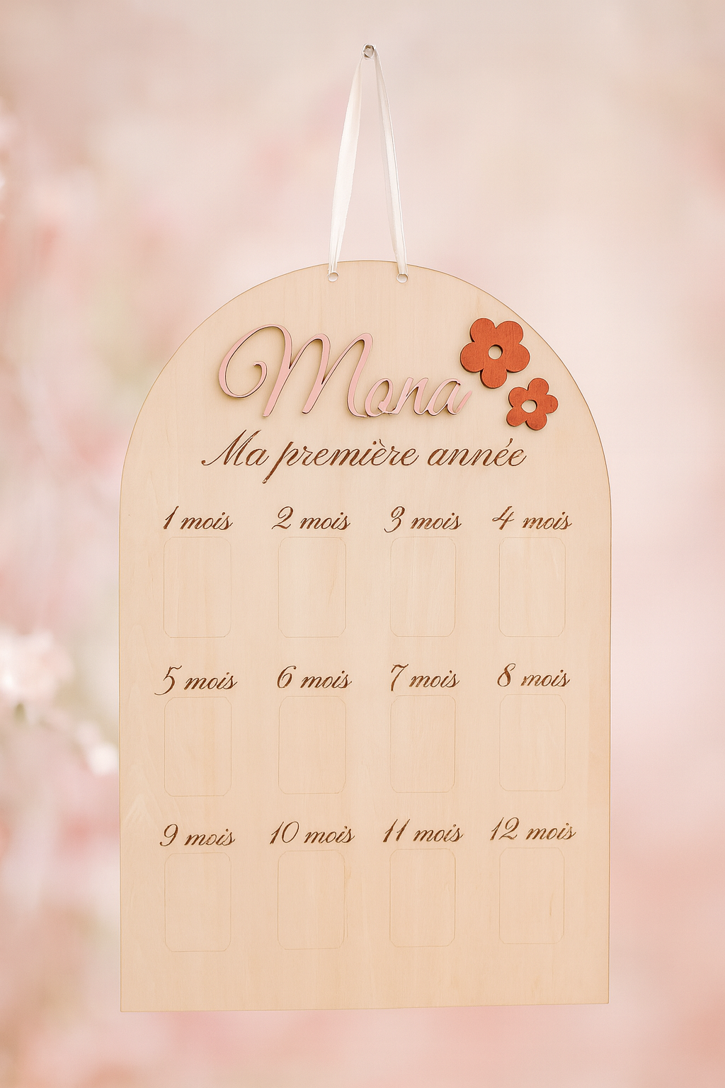 Panneau souvenir ma première année : personnalisé en bois