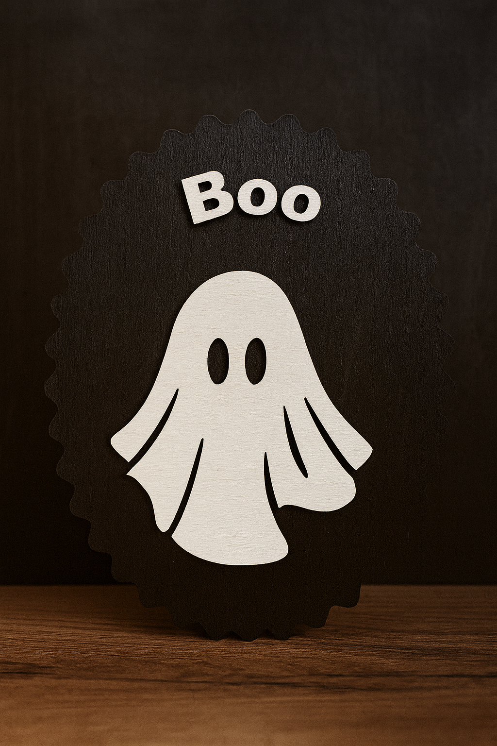 Décoration murale Halloween artisanale « Boo » 👻