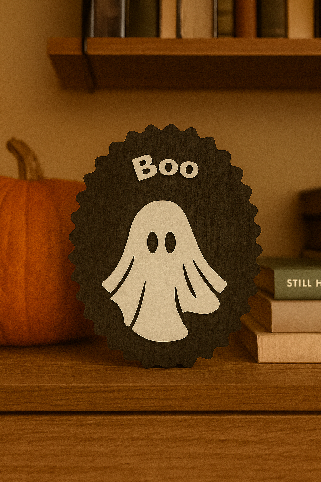 Décoration murale Halloween artisanale « Boo » 👻