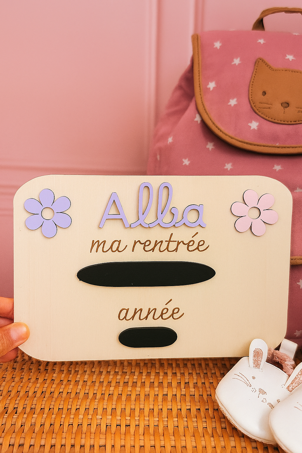 Pancarte personnalisée pour photo de rentrée scolaire