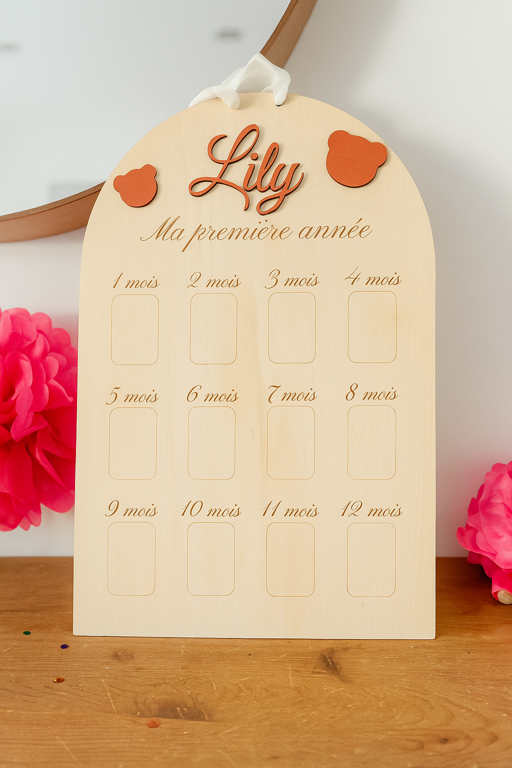 Panneau souvenir ma première année : personnalisé en bois