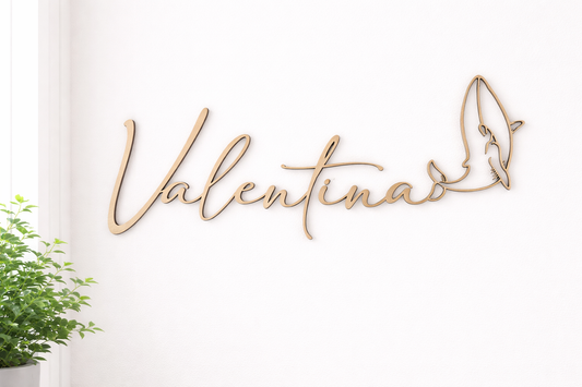 Prénom chambre bébé - baleine en bois