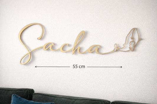 Prénom chambre bébé - baleine en bois