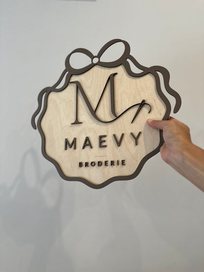 Panneau Logo en Bois Personnalisé - Pancarte 3D pour boutique, photos produits & salons – création personnalisée en bois, Chou Rose (visuel 3/4)
