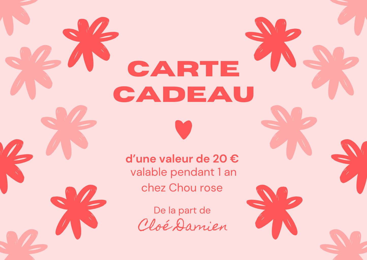 Carte-cadeau Chou rose