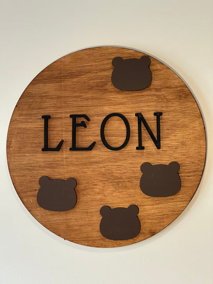 Prénom en bois Motif Ourson