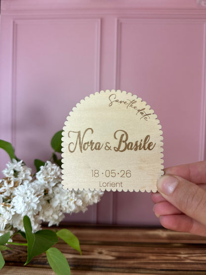 Save the date mariage personnalisé en bois aimanté – Invitation mariage originale & souvenir invité