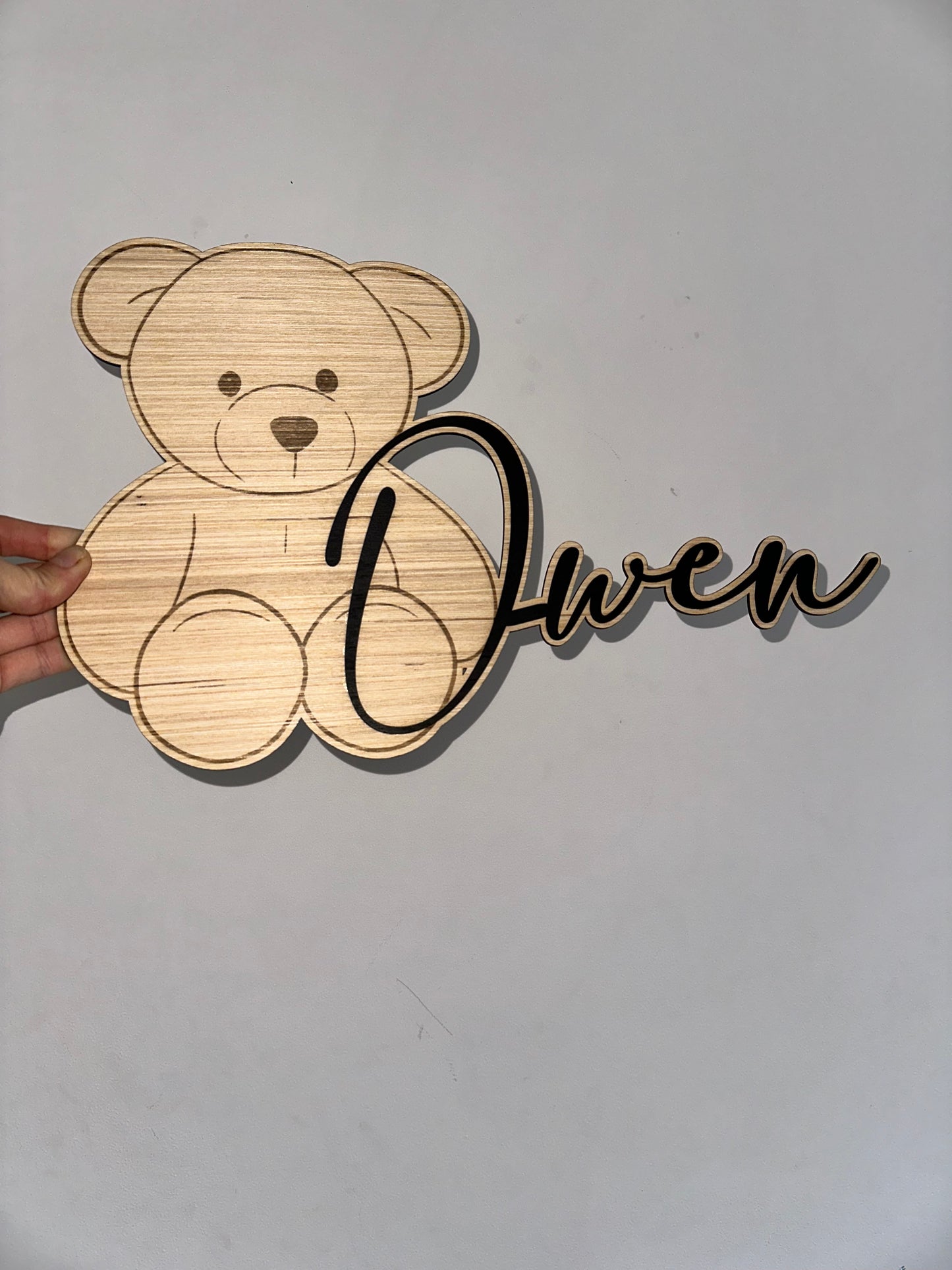 Prénom en Bois Personnalisé Ourson : Plaque de Porte & Décoration Chambre Enfant