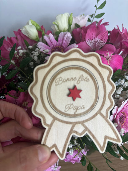 Annonce Grossesse Papi - Médaille en bois Fête des Pères "Promotion Papi"