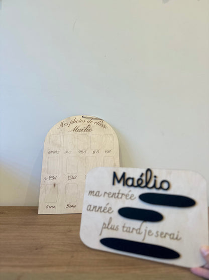 pack Rentrée des Classes en Bois : Pancarte Métier de Rêve + Panneau Photos de Classe