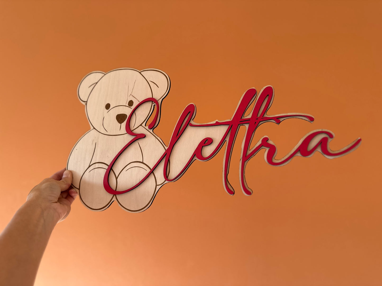 Prénom en Bois Personnalisé Ourson : Plaque de Porte & Décoration Chambre Enfant
