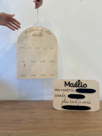 pack Rentrée des Classes en Bois : Pancarte Métier de Rêve + Panneau Photos de Classe
