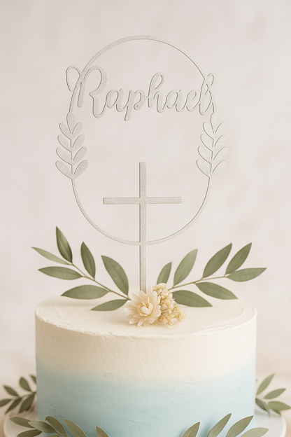 Cake topper baptême personnalisé