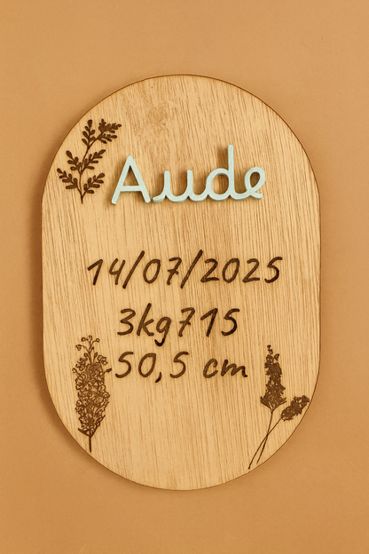 Pancarte de naissance personnalisée en bois