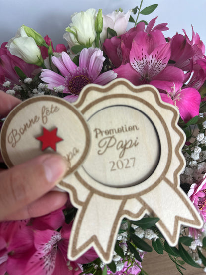 Annonce Grossesse Papi - Médaille en bois Fête des Pères "Promotion Papi"