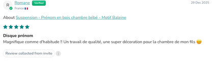 Suspension - Prénom en bois  chambre bébé - Motif Baleine