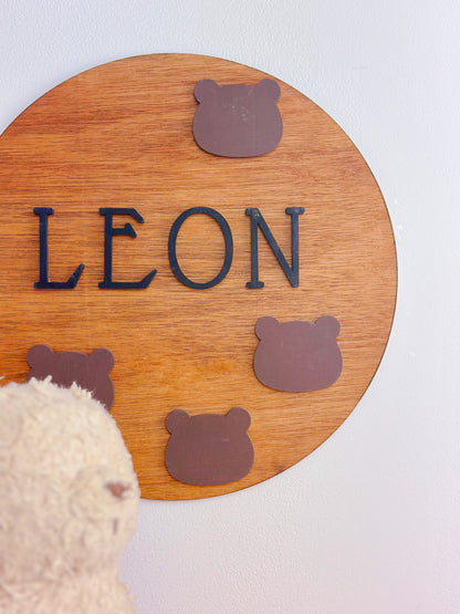 Prénom en bois Motif Ourson