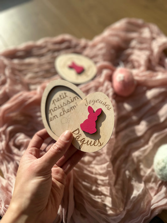 Œuf en Bois Personnalisé – Annonce Grossesse Futur Papa – Édition Spéciale Pâques