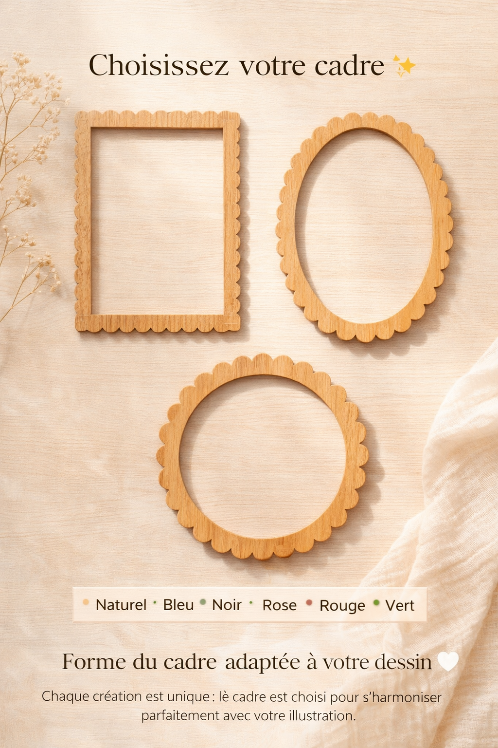 infographie des cadres possibles pour le dessin gravé encadré
