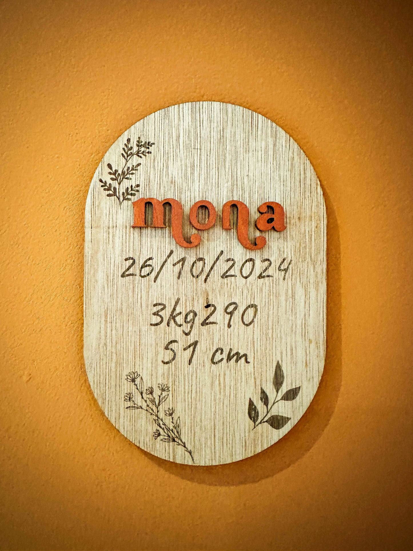 Pancarte de naissance personnalisée en bois