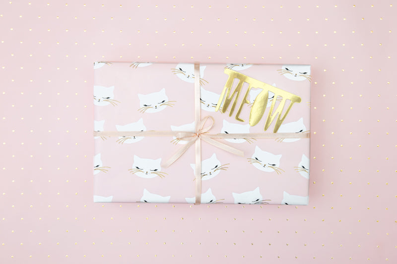 2 rouleaux de papier cadeau chat – Chou rose