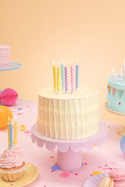 6 bougies torsadées couleurs pastelles anniversaire