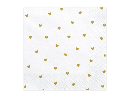 serviettes en papier motif coeurs dorés