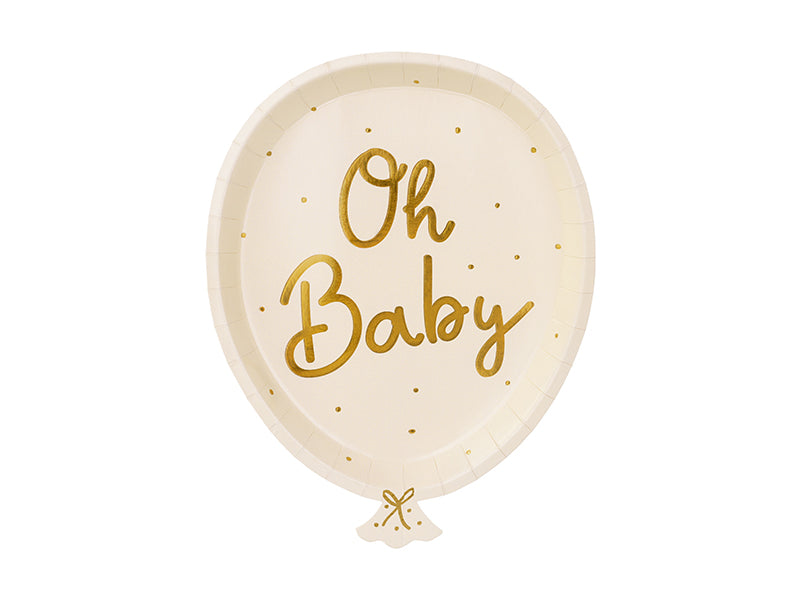 assiettes babyshower, assiettes en forme de ballon 