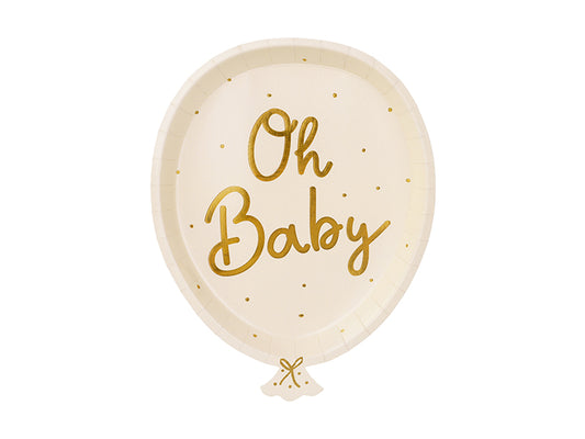 assiettes babyshower, assiettes en forme de ballon 