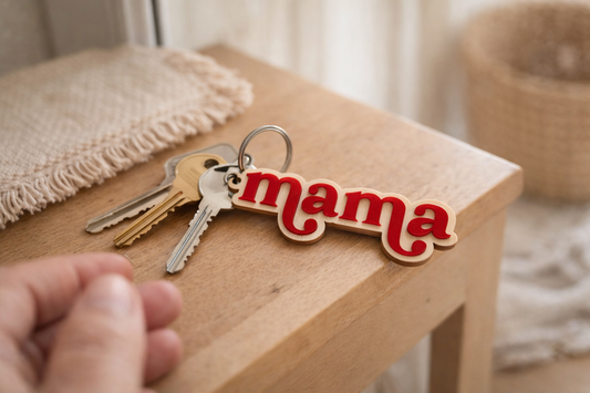 Porte-clé prénom personnalisé en bois – Cadeau maman, naissance, maîtresse