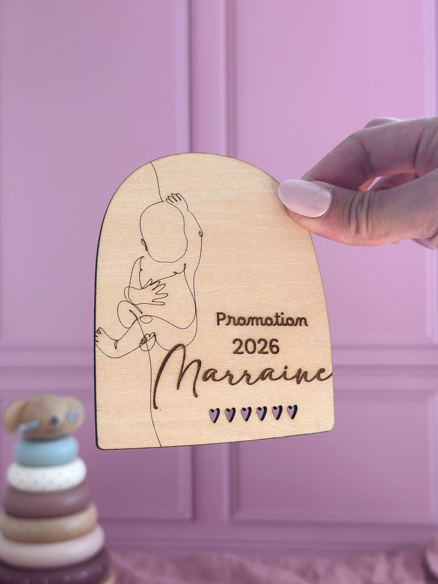 promotion marraine 2026 magnet en bois
