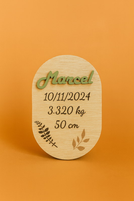 Pancarte de naissance personnalisée en bois