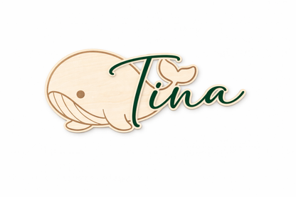 Prénom en bois personnalisé avec baleine – Décoration murale chambre bébé