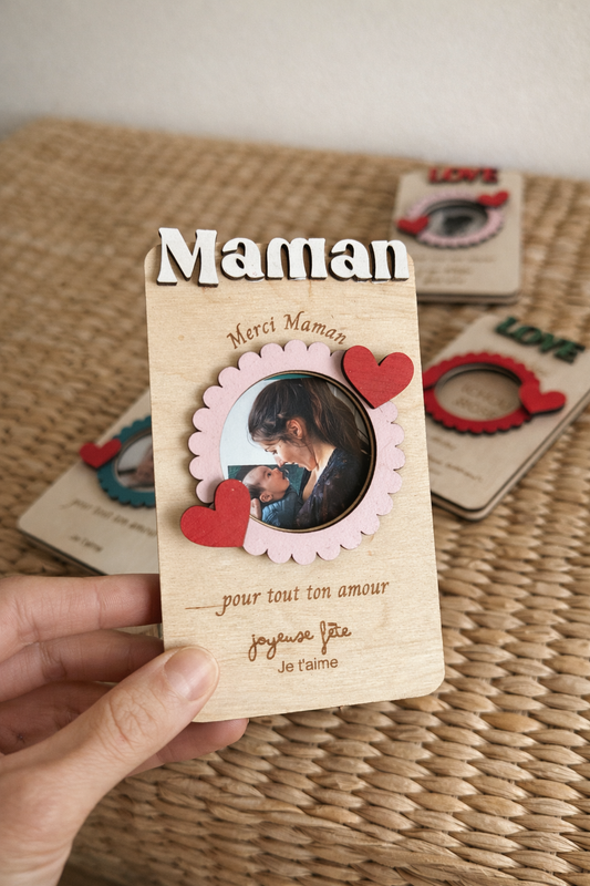 Cadre photo personnalisé en bois – Cadeau personnalisé avec message