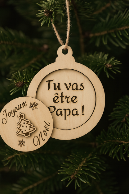 Annonce grossesse Noël - boule de Noël