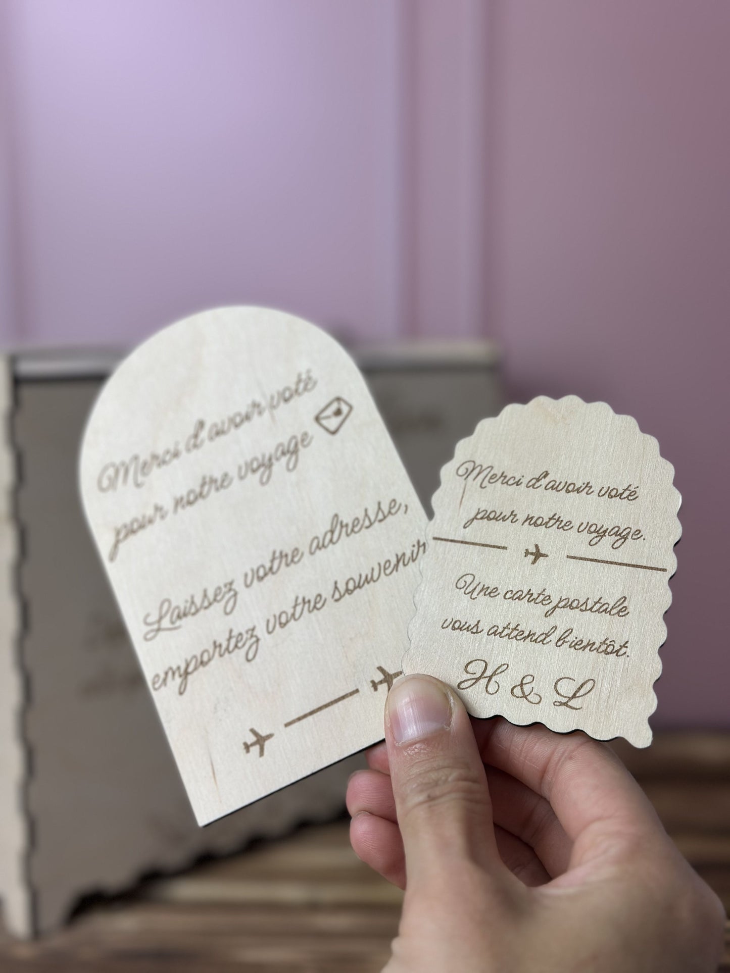 Urne mariage voyage personnalisée — vos invités votent la Lune de Miel