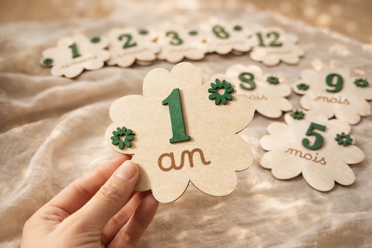 Cartes étapes fleuries - cadeau de naissance personnalisé