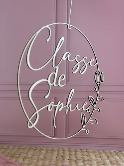 couronne en bois "Classe de Sophie" cadeau personnalisée maîtresse fin d'année scolaire