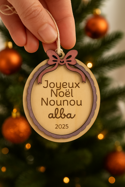 Médaillon de Noël personnalisé – Cadeau pour Nounou, Maîtresse & ATSEM 🎄