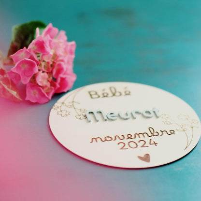 carte en bois annonce grossesse personnalisee