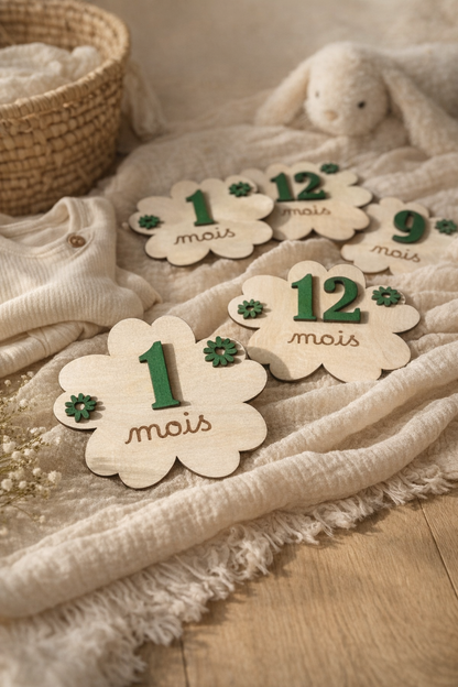 Cartes étapes fleuries - cadeau de naissance personnalisé