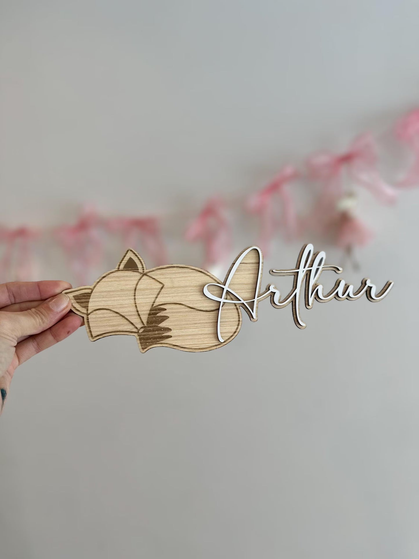 Prénom en bois personnalisé – Renard 🦊