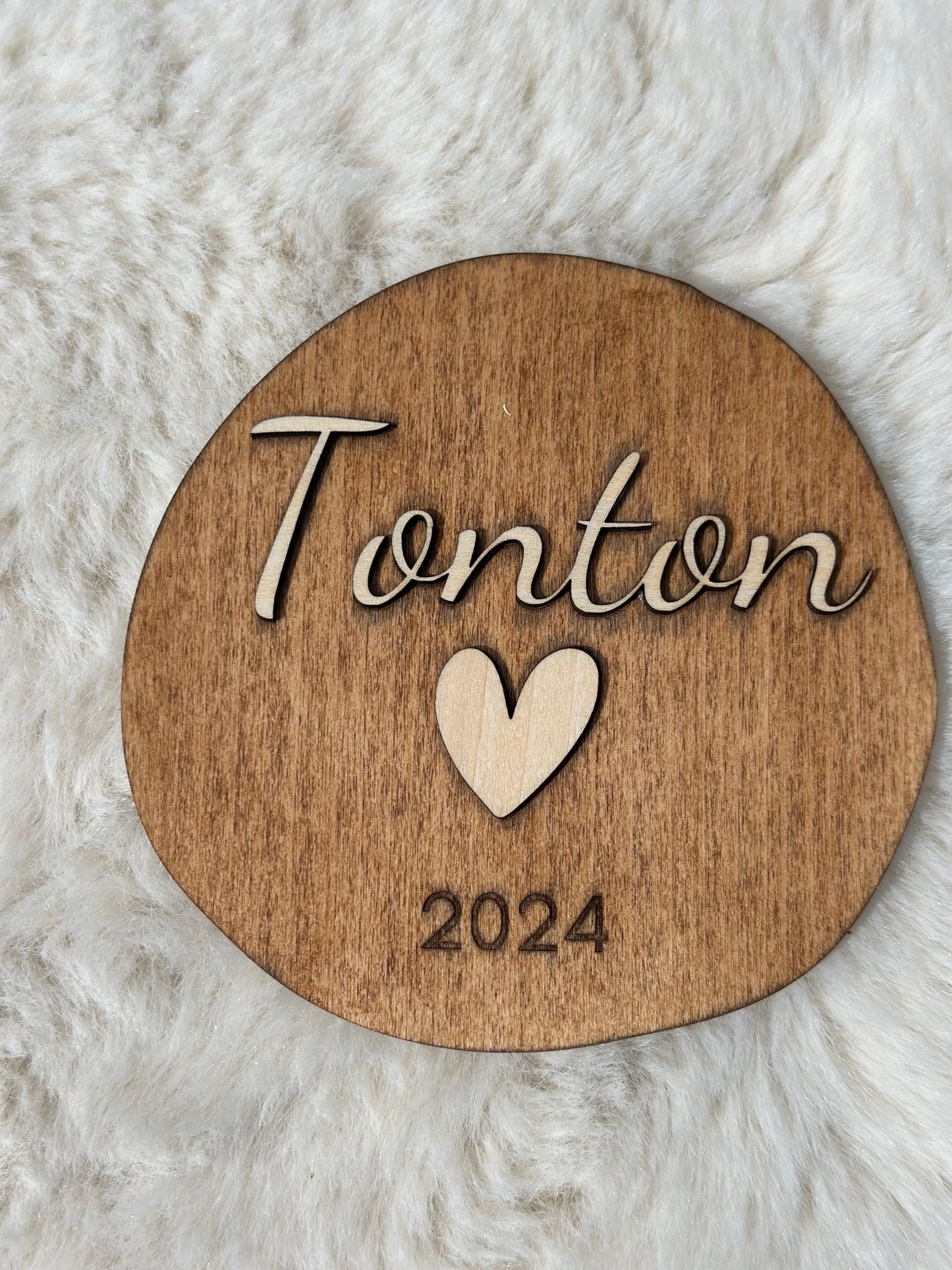 carte annonce grossesse en bois "tonton"