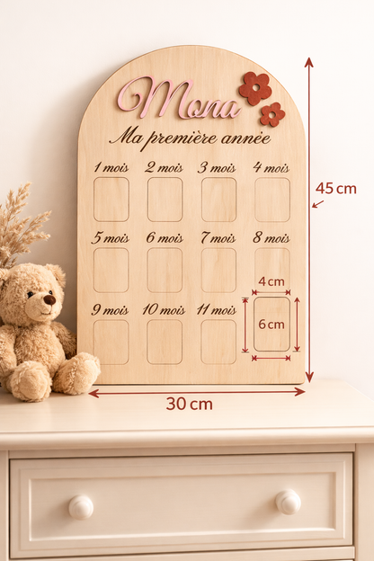 Panneau souvenir ma première année : personnalisé en bois